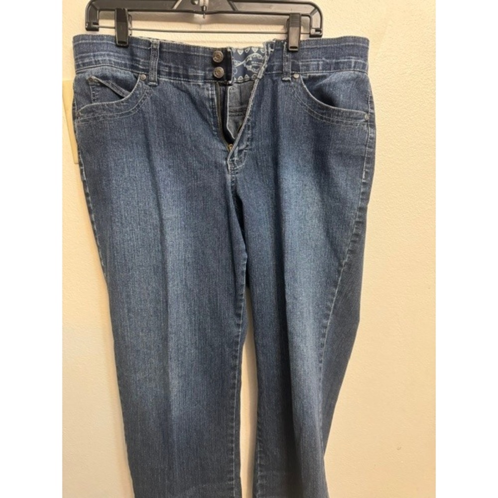 Bandolino Blu Mandie Straight Leg Jeans Womens 14 Dark Wash Indigo Stretch (D)
